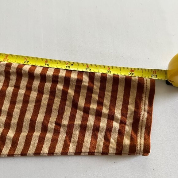 CHICO'S Tunic Shirt Size 0 Small Brown Striped Asymmetric Long Sleeve Stretch - Picture 8 of 11